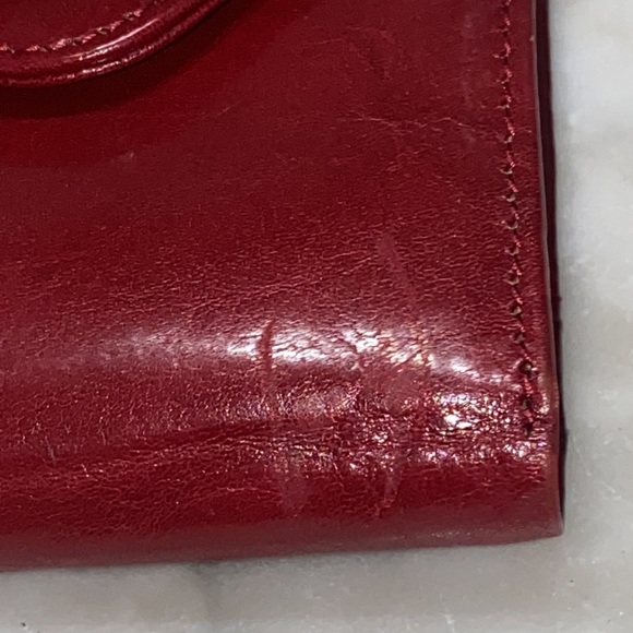 HOBO Int Red Glazed Leather String Wallet EUC - Picture 3 of 12
